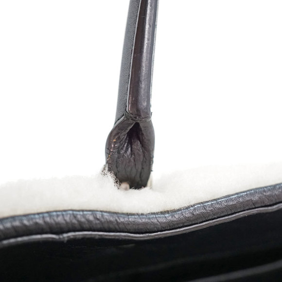 Balenciaga Paper 2WAY Bag Shearling Handbag Shoulder Tote Black Off-White - Picture 7 of 15